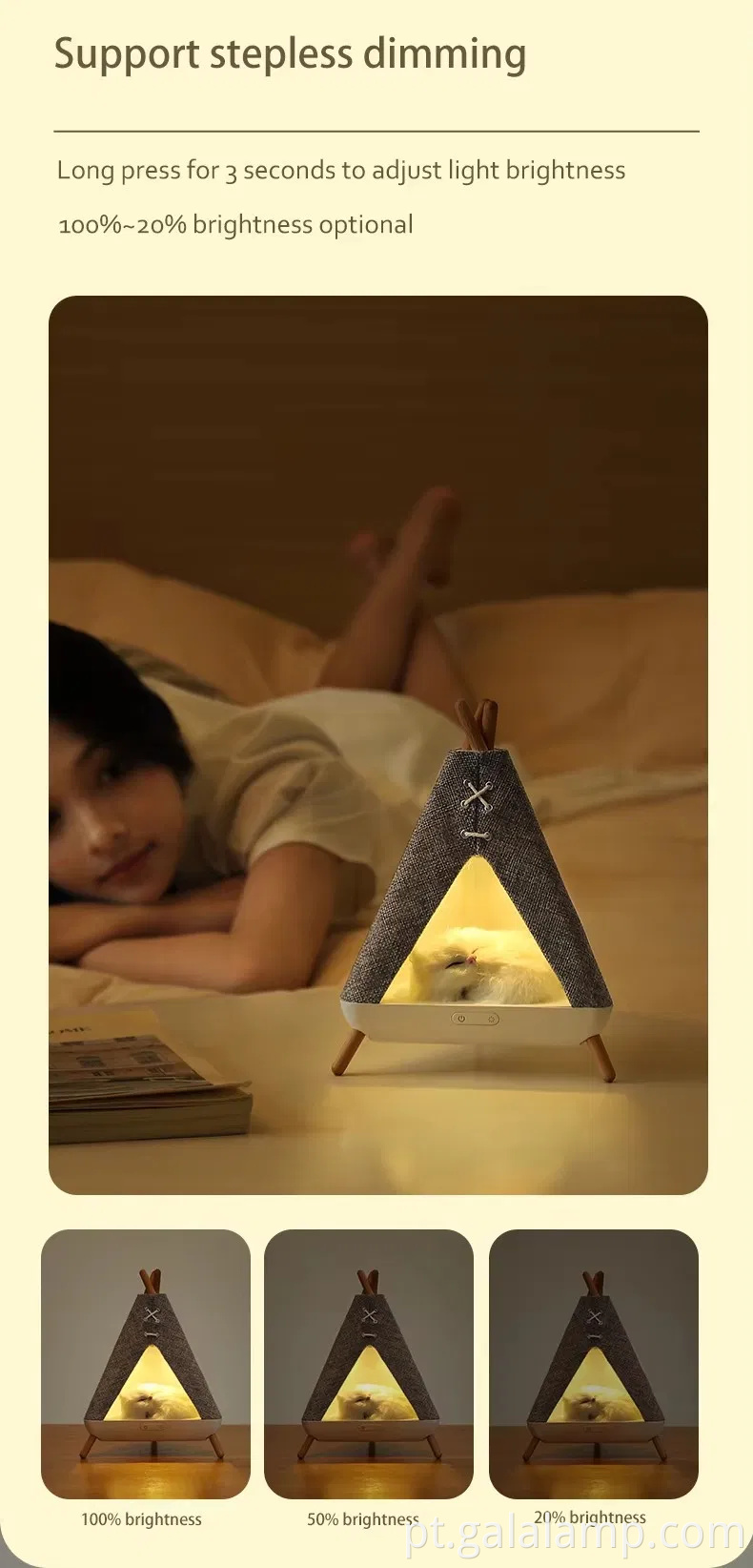 Tenda de alto -falante portátil Bluetooth com luz noturna colorida de LED